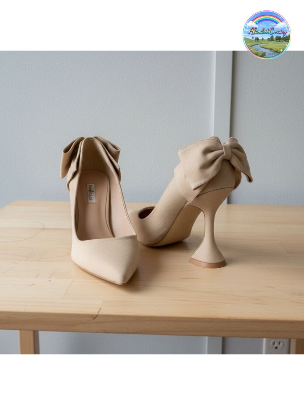 Women's Pointed Toe Chunky Heel Pumps Bow Back